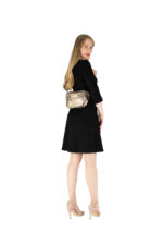 Kleid AUDREY aus Bio-BW mit leichtem Glitzereffekt von Hinten mit Tasche