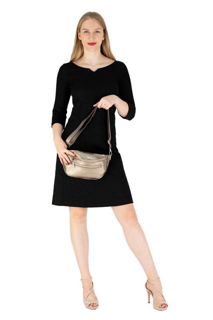 Kleid AUDREY aus Bio-BW mit leichtem Glitzereffekt mit CrossBodyBag