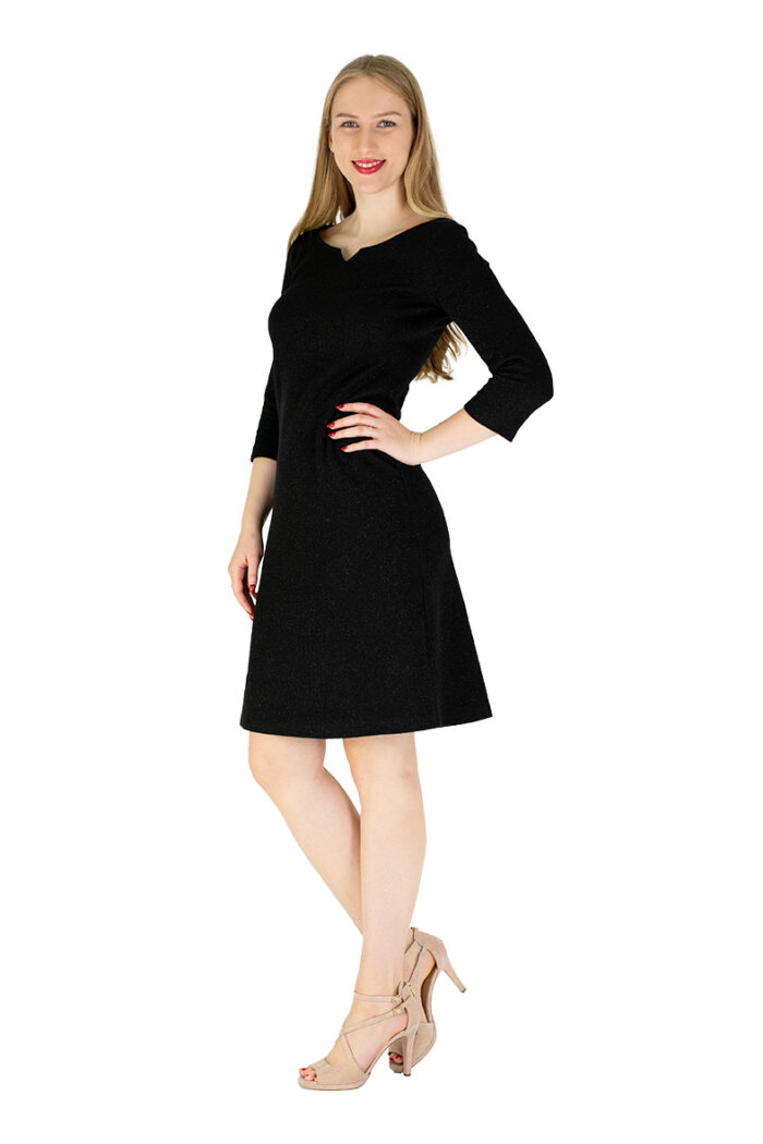 Kleid AUDREY aus Bio-BW mit leichtem Glitzereffekt Seitenansicht