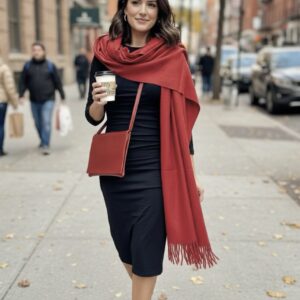 Sky Cashmere Winterschal in Terracotta mit Clutch in Terracotta