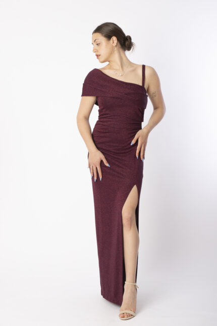 sexy Abendkleid CHIARA in Farbe Rubin, Frontansicht