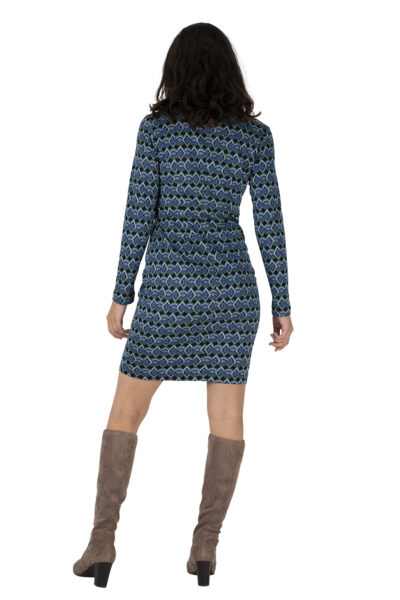 Kleid Gesa Retromuster blau