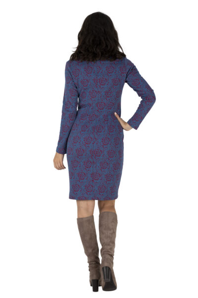 Kleid Gesa Jaquard blau-rot