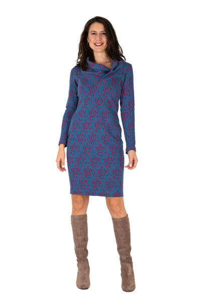 Kleid Gesa Jaquard blau-rot