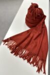 Dicker Sky Cashmere Winterschal mit Fransen in Terracotta