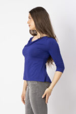 Wasserfallshirt LIZ mit Schößchen in Farbe InkBlue. Fair Fashion.