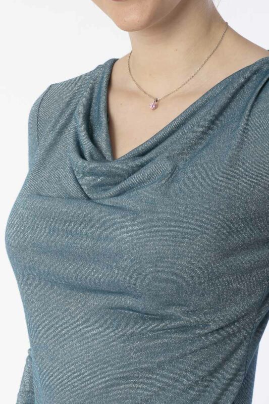 Fair Fashion, elegantes Shirt LIZ mit Lurex in Farbe Azur