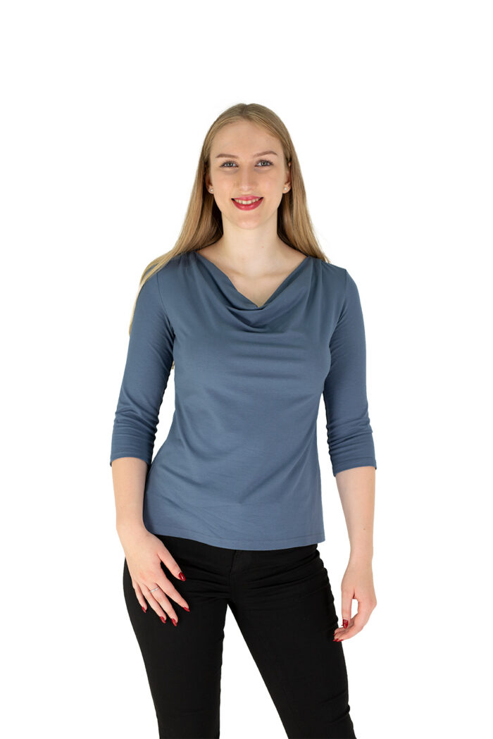 Fair Fashion, elegantes Wasserfallshirt Dreiviertelarm aus Viskosejersey