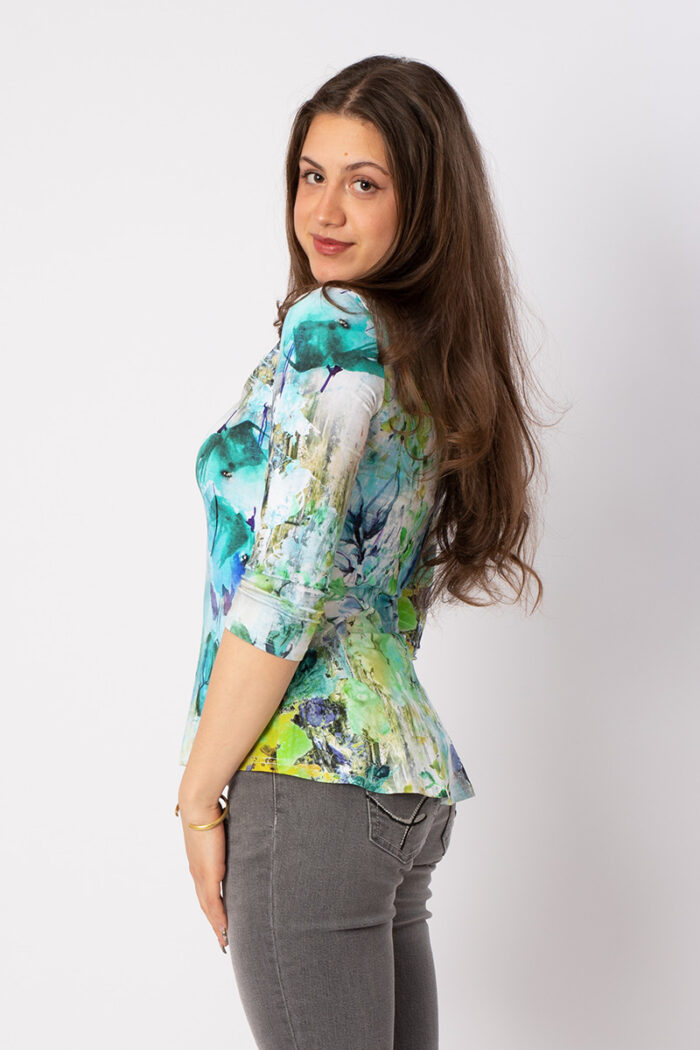 Fair Fashion Shirt Liz mit Aquarelldruck ParadiseGreen