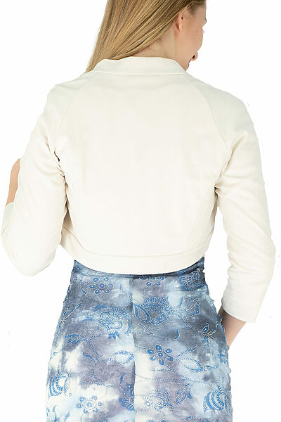 Bolero Nele VelvetCream mit Kleid Gloria CloudySky Rückenansicht