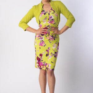 Bolero Nele Farbe Pistazie in Kombination mit Kleid Sunnie in SpringFlowerGreen