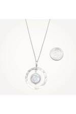 Organische Hoop Halskette Münze Perle • Sterling Silber 03