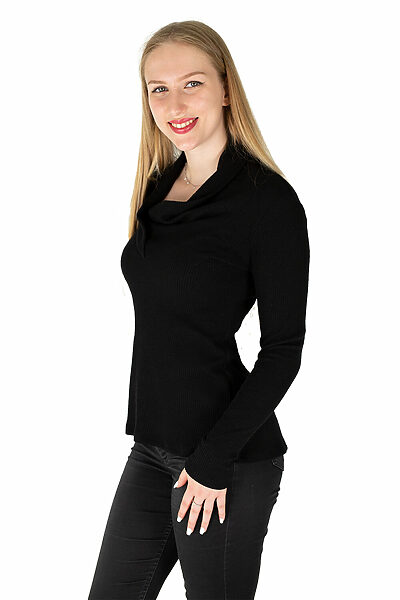 Langarm-Shirt Klara RippstrickBlack Seiteansicht