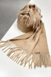 Dicker Sky Cashmere Winterschal mit Fransen in Caramel