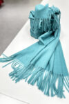 Dicker Sky Cashmere Winterschal mit Fransen in Lagoon